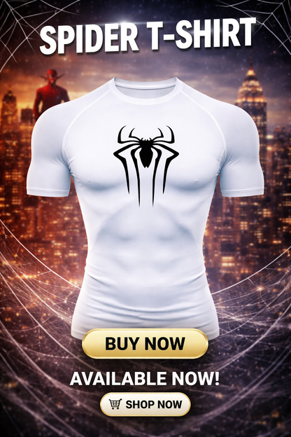 T-shirt sportowy kompresyjny dla mężczyzn z logiem pająka.
