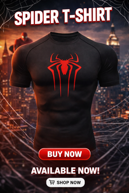T-shirt sportowy kompresyjny dla mężczyzn z logiem pająka.